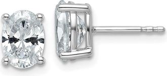 Diamond2Deal 14k White Gold 2 ct Oval Lab Grown Diamond Stud Earrings VS Clarity, G-H Color