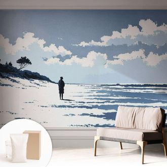 Tulup Carta Da Parati Non Tessuto - Con Colla Gratuita - Con Motivi Moderni - Design Elegante Per Pareti Silenzio Sulla Spiaggia 312x219 Cm