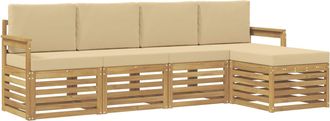 vidaXL Conjunto De Sof&aacute;s De Exterior 5 Uds. Y Beige Poli&eacute;ster Vidaxl