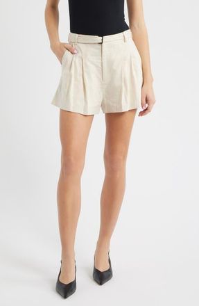 Frame Denim Belted Stripe Cotton & Linen Blend Shorts in Ecru Multi at Nordstrom, Size 10