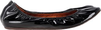 Lanvin Pre-owned Womens Elastic Ballet Flats in Black Patent Calf Leather - Size EU 38