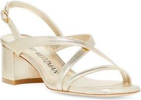 Stuart Weitzman Oasis 50 Block Sandal in Light Gold at Nordstrom Rack, Size 6.5