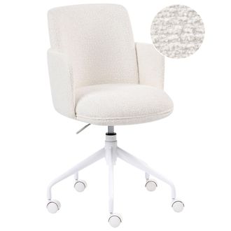 Beliani Silla De Oficina Tapizado De Boucl&eacute; Giratoria Ajuste De Altura Del Asiento Blanco Crema Dryden