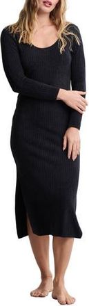 Barefoot Dreams CozyChic Ultra Lite Rib Scoop Neck Midi Dress in Black at Nordstrom Rack, Size Medium