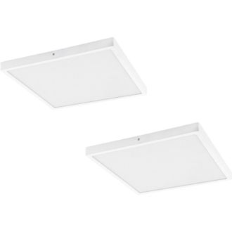 Loops 2 PACK Wall / Ceiling Light White 400mm Square Surface Mounted 25W LED 4000K