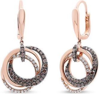 House of Brilliance 14K Rose Gold 1.00 Cttw Diamond Hoops and Circle Dangle Earrings in Pink at Nordstrom