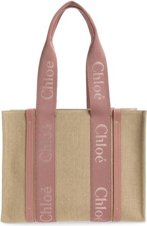 Chlo&eacute; Medium Woody Linen Canvas Tote in Nougat at Nordstrom
