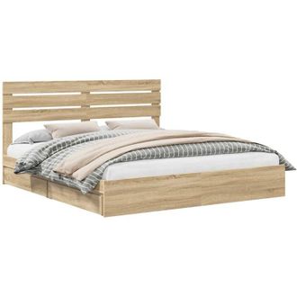 vidaXL Storage Bed with Drawer Sonoma Oak 180 x 200 cm Engineered Wood vidaXL