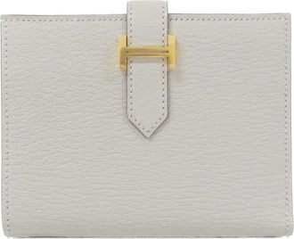 Herm&egrave;s Beige Chevre Leather Wallet (Bi-Fold) (Pre-Owned)