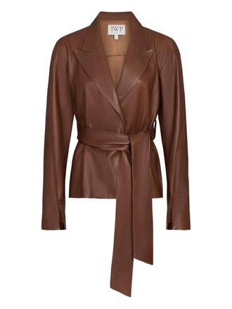 TWP tie-waist jacket - women - Lambskin - M - Brown