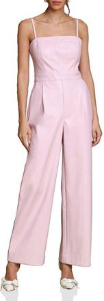 Avec Les Filles Wide Leg Faux Leather Jumpsuit in Pale Pink at Nordstrom, Size X-Small