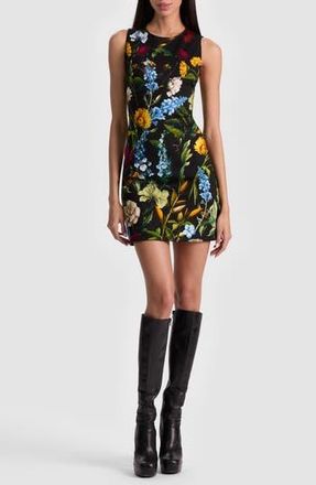 Alice & Olivia Wynell Floral Sleeveless Minidress in Social Hour Black at Nordstrom Rack, Size 10