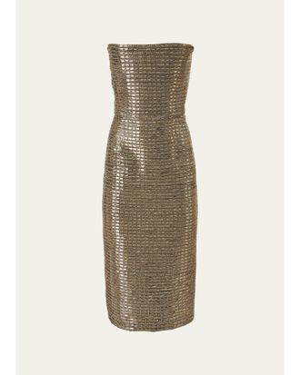 Carolina Herrera Strapless Embellished Midi Dress