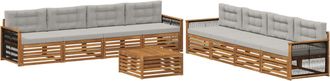 vidaXL Conjunto De Sof&aacute;s De Exterior 9 Uds. Natural Y Gris Claro Vidaxl