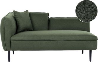 Beliani Left-Hand Chaise Lounge CHEVANNES Boucle Dark Green