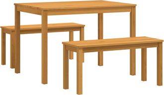 vidaXL Conjunto De Comedor 3 Uds. Natural Madera De Roble S&oacute;lido Vidaxl