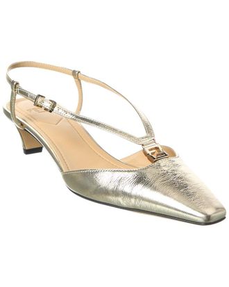 Fendi Fendi Ffold Leather Slingback Pump