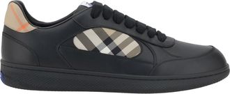 Burberry Mens Leather Sneakers Black-Sand Upper Calf Trainers Black/sand