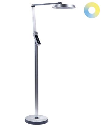 Beliani Lampada Da Terra Led Materiale Sintetico Argento 170 Cm Altezza Regolabile Carina