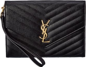 Saint Laurent Monogram Leather Clutch