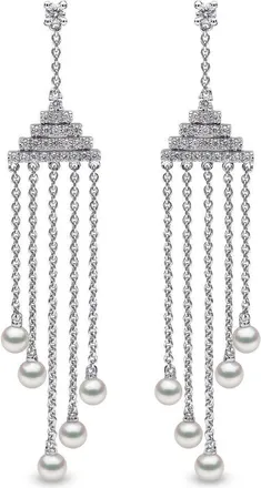 Yoko London 18kt white gold Sleek Akoya pearl and diamond earrings - women - 18kt White Gold/Diamond/Akoya Pearl - OS - Silver