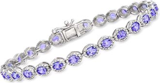 Ross-Simons Tanzanite and. Diamond Tennis Bracelet in Sterling Silver