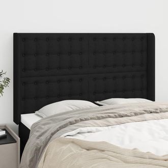 vidaXL Cabecero Con Orejas De Tela Negro 147x16x118/128 Cm Vidaxl