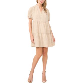 CeCe by Cynthia Steffe Geometric Print Babydoll Dress in Birch at Nordstrom, Size X-Large