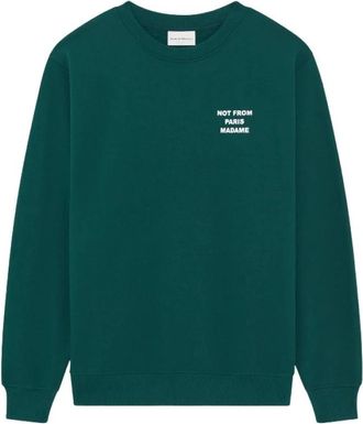 Dr&ocirc;le de Monsieur Le Slogan Sweatshirt - Heren - Sweatshirts - Groen - S - Katoen - Hoodies & sweatvesten
