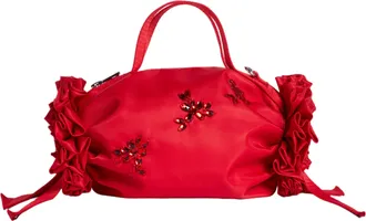 Simone Rocha Mini Double Ribbon Rosette Handbag With Beaded Embellishments