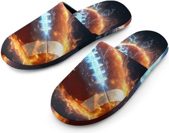 Generic Fire Thunder Football Mens Slippers Warm Non-Slip Houes Shose Spa Slipper for Home Bedroom