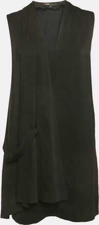 Maje Black Crepe Draped Mini Dress