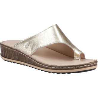 Hush Puppies Elissa Toepost Suede WoMens Gold Sandals - Size UK 6