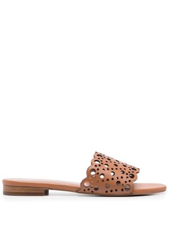 Twin-Set slip-on flat sandals - Brown