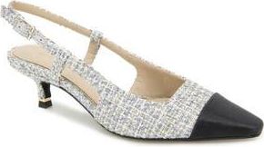 Kenneth Cole Martha Slingback Cap Toe Kitten Heel Pump in Grey Fabric at Nordstrom Rack, Size 7.5