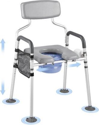 OEM Silla Con Inodoro Port&aacute;til 4 En 1, Capacidad 227 Kg, Con Asiento Y Respaldo Acolchados, Cubo Desmontable De 5 L, Altura Y Ancho Ajustables, Para Adult