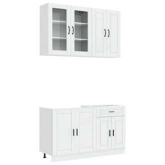 vidaXL Unidad De Cocina Porto 4 Uds. Blanco Brillante Vidaxl
