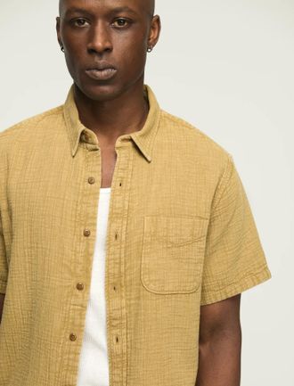 Lucky Brand Mens Short Sleeve Double Gauze Shirt