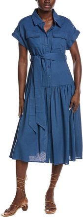 Gracia Cap Sleeve Linen-Blend Shirtdress
