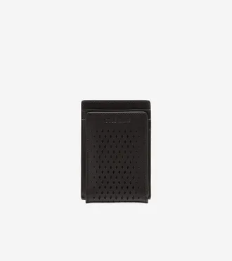 Cole Haan Mens Washington Perforated Card Case - Black