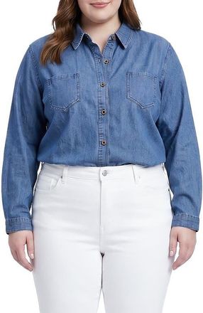 Standards & Practices Denim Button-Up Shirt in Indigorinse at Nordstrom, Size 1X