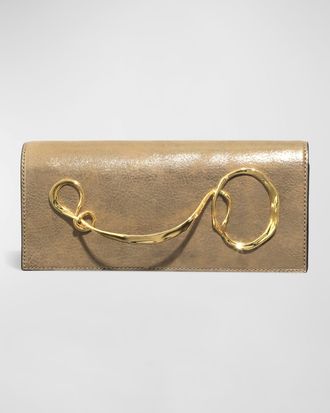 Alexis Bittar Twisted Metallic Leather Clutch Bag