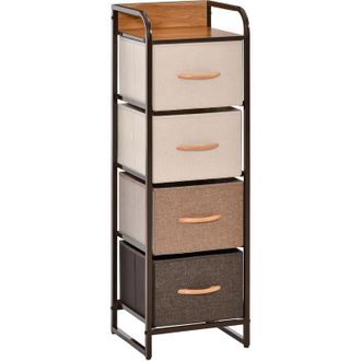 HOMCOM Homcom - C&oacute;moda De Tela Cajonera Para Armario Con 5 Cajones Plegables Y Base Elevada Mueble De Almacenamiento Dormitorio Sal&oacute;n 58x29x99 Cm Multicolor