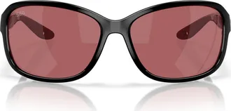 Costa Seadrift 58mm Polarized Square Sunglasses in Black/rose 580G at Nordstrom