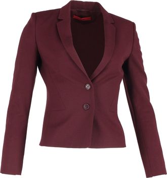 HUGO BOSS Pre-owned Womens Single-Breasted Blazer in Burgundy Wool - Size 8 UK