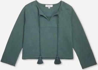 Something Navy Womens Tassel Tie Sweatshirt In Dark Green