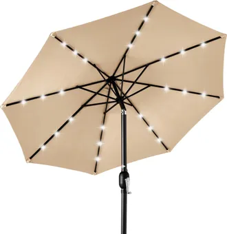 Best Choice Products 10ft Solar LED Lighted Patio Umbrella w/ Tilt Adjustment, UV-Resistant Fabric