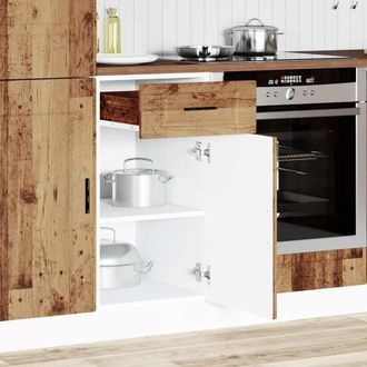 Berkfield Home Kitchen Base Cabinet&not;Porto Old Wood Engineered Wood in Brown