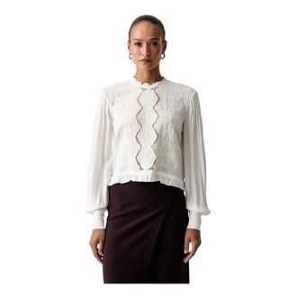 Twinset Camicetta in cr&ecirc;pe con ricami floreali - - Blouses & Shirts - Donna - Beige - S