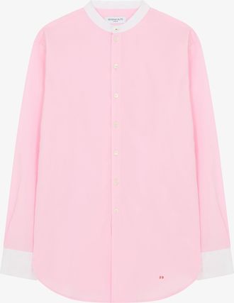 Serena Bute Collarless Shirt with Side Opening - Pale Pink